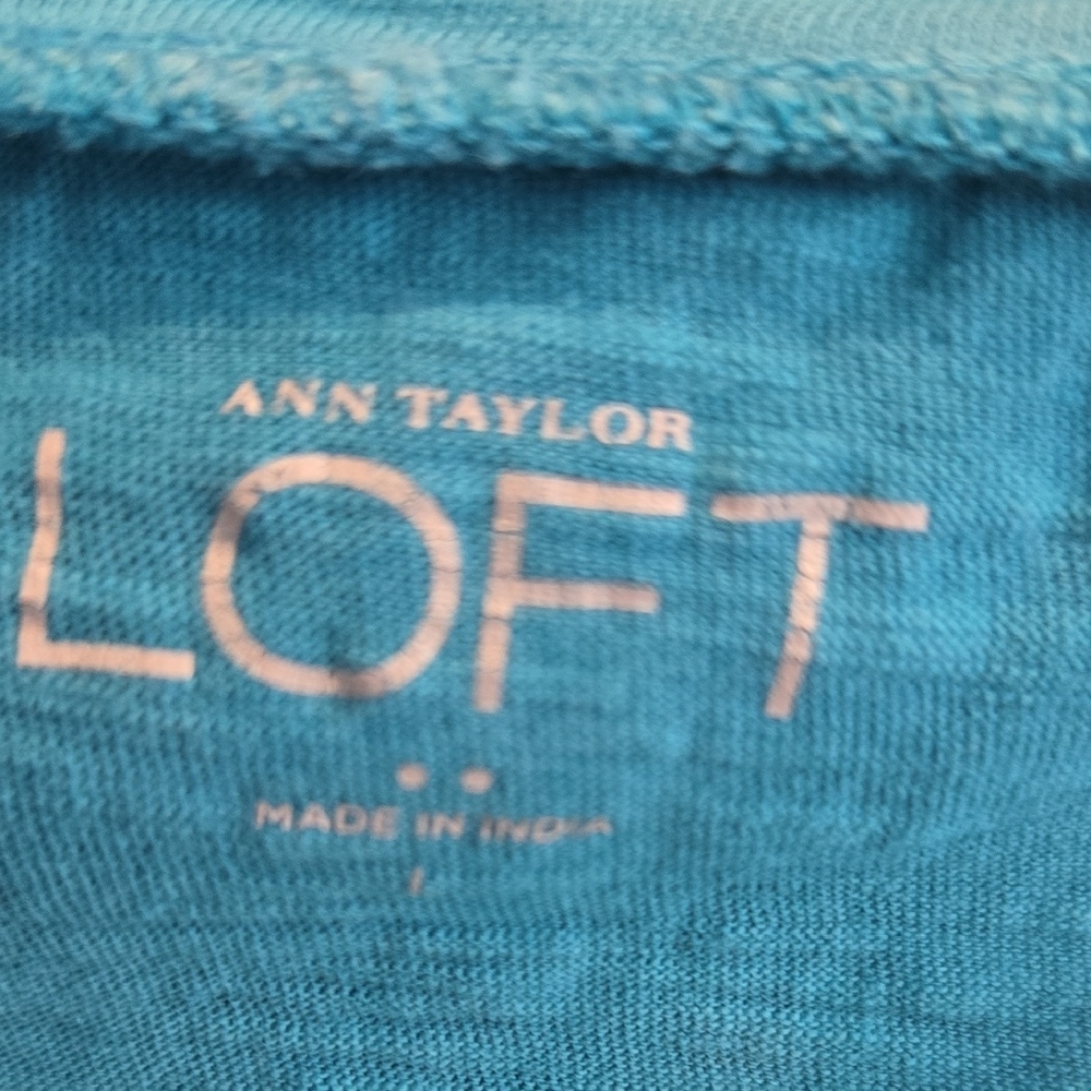 LOFT Teal and White Tie-Dye Short Sleeve Tee - Picture 2 of 8
